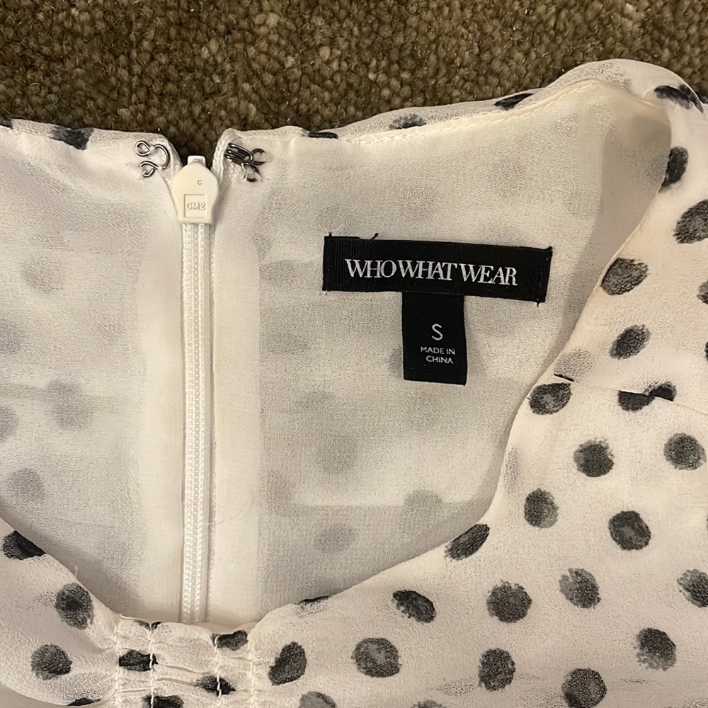 Womens white/black polka dot short sleeved shirt by WhoWhatWear. Size small. - Picture 6 of 8